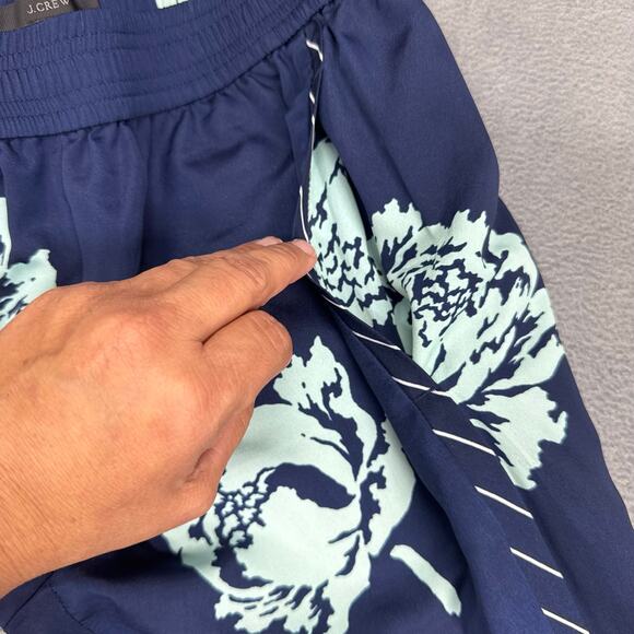 J. Crew Womens  Reese Pants Pull On Elastic Waist Lined Navy Floral Peony Size 2 - Picture 3 of 9